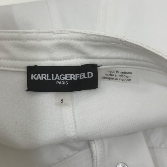 Karl Lagerfeld Paris Womens Slim Fit 3 Buttons High-Waisted White Pants Size 8 - Picture 3 of 12